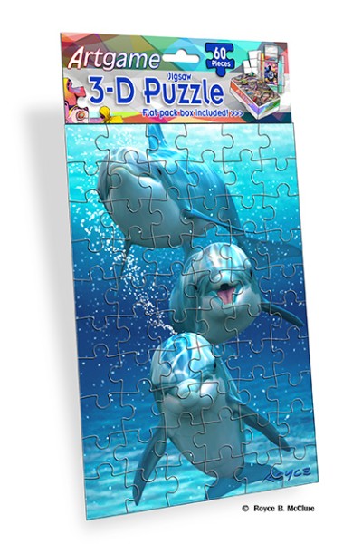 Royce 60pc Mini Puzzle - Dolphins Flip (4 Pack)