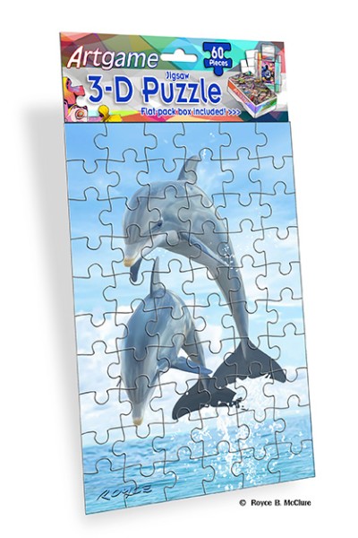 Royce 60pc Mini Puzzle - Dolphins Flip (4 Pack)