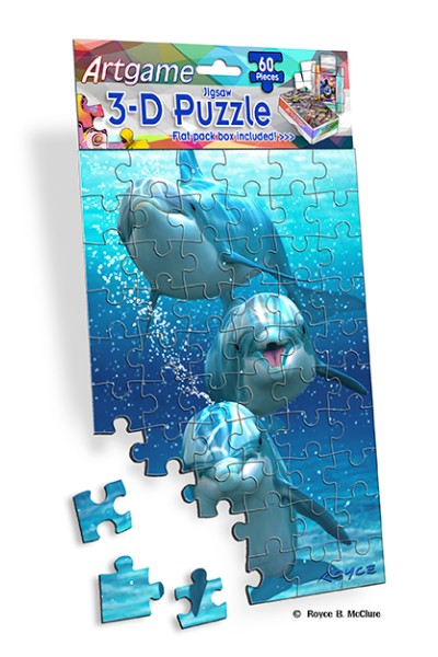 Royce 60pc Mini Puzzle - Dolphins Flip (4 Pack)