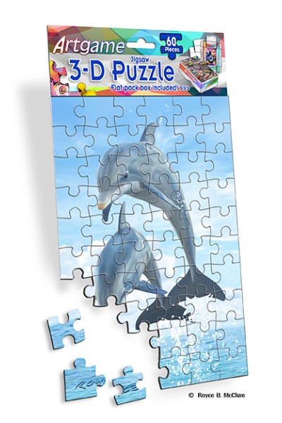 Royce 60pc Mini Puzzle - Dolphins Flip (4 Pack)