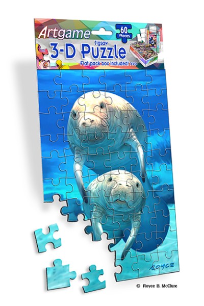 Royce 60pc Mini Puzzle - Manatees Flip (4 Pack)