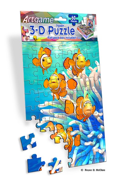 Royce 60pc Mini Puzzle - Orange Clowns (4 Pack)