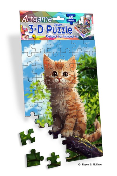 Artgame 60pc Mini Puzzle - Summer Kitten (4 Pack)