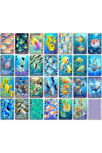 PLAYING CARDS -24 Deck Tropical Fish Card Display -FILLED