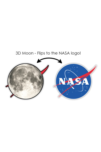 3D NASA Small 2.5" Sticker - Moon - Pack of 10