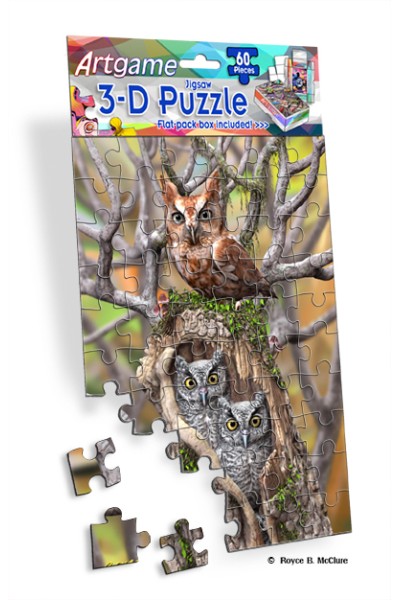 Royce 60pc Mini Puzzle - Owls (4 Pack)